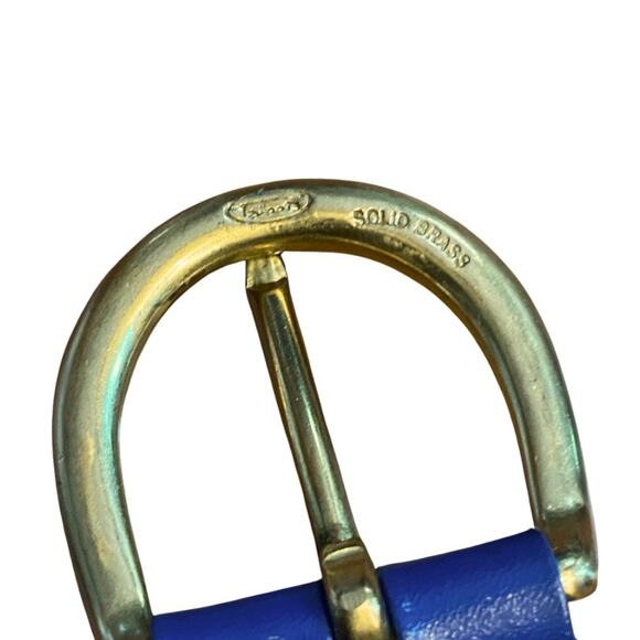 Royal Blue Vintage Talbots Woven Leather Belt with Solid Brass Buckle (XS/S) - Picture 9 of 12
